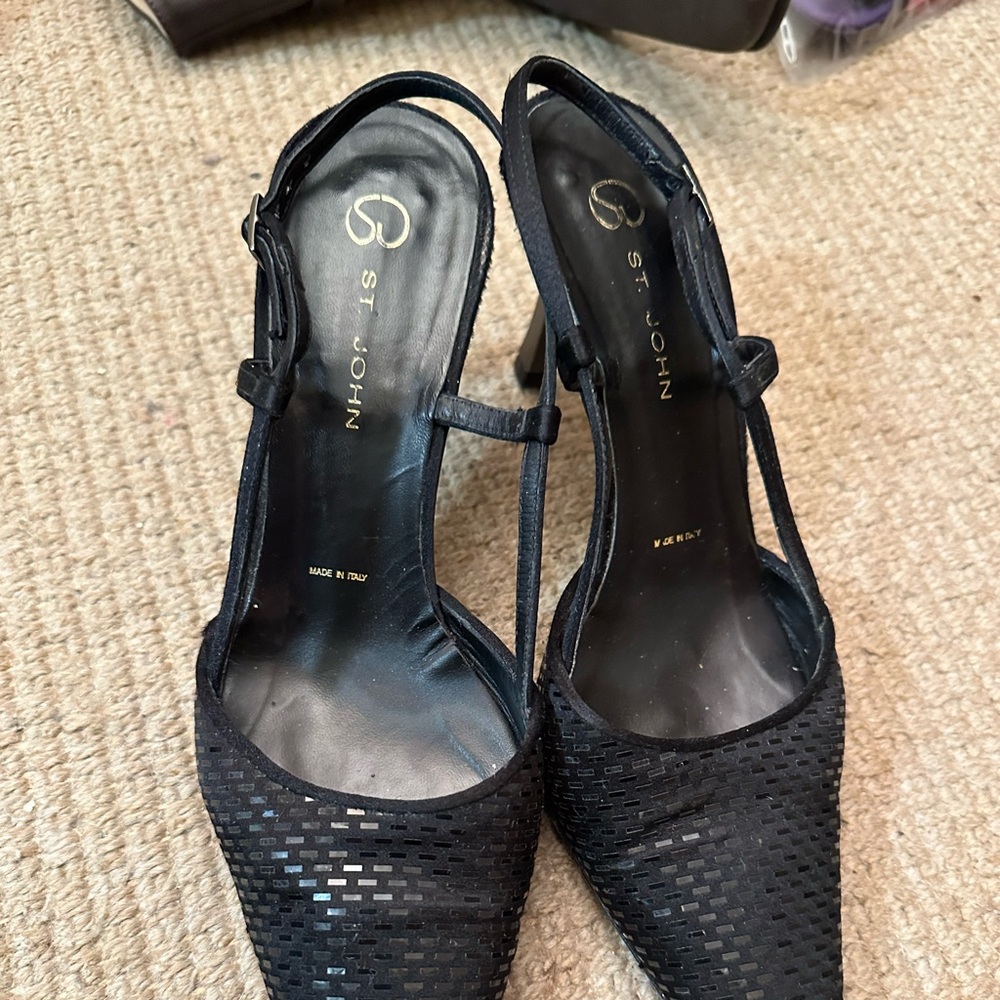 St. John heels black with sparkle